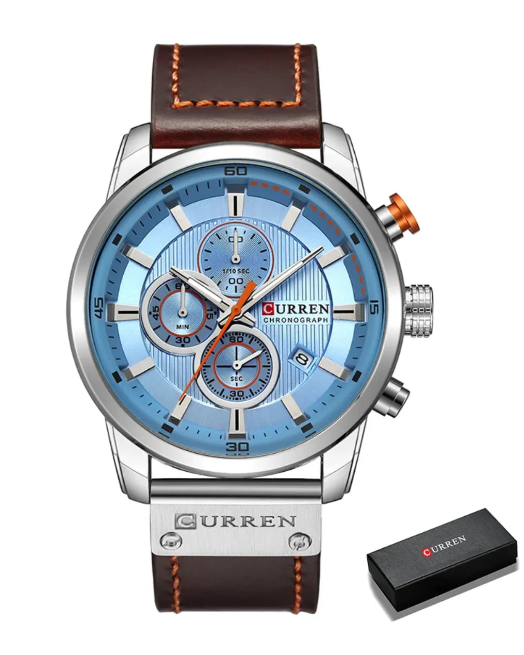 Relógio Masculino Marron Pulseira de Couro Rivegran brown 40mm