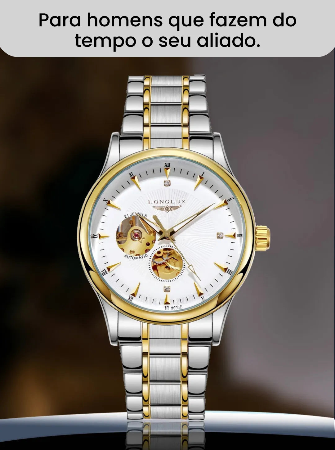 Relógio masculino Classic Longlux Daytona Gold 40mm