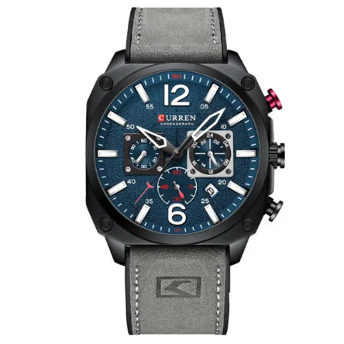 Relógio masculino de Pulseira de couro triaton flect Cinza