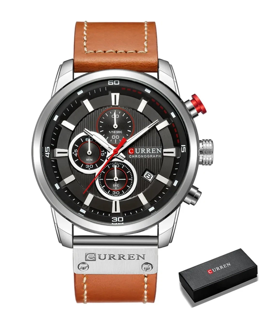 Relógio Masculino Marron Pulseira de Couro Rivegran brown 40mm