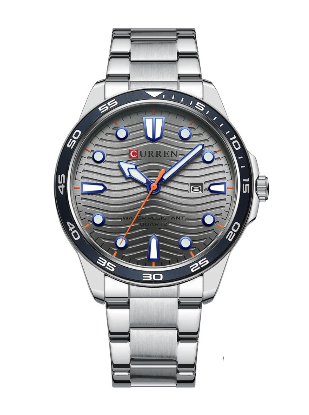 Relógio Masculino pulseira prata Freimolt Clou fundo preto 40mm