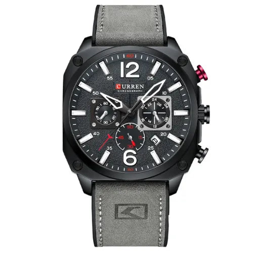 Relógio masculino de Pulseira de couro triaton flect Cinza