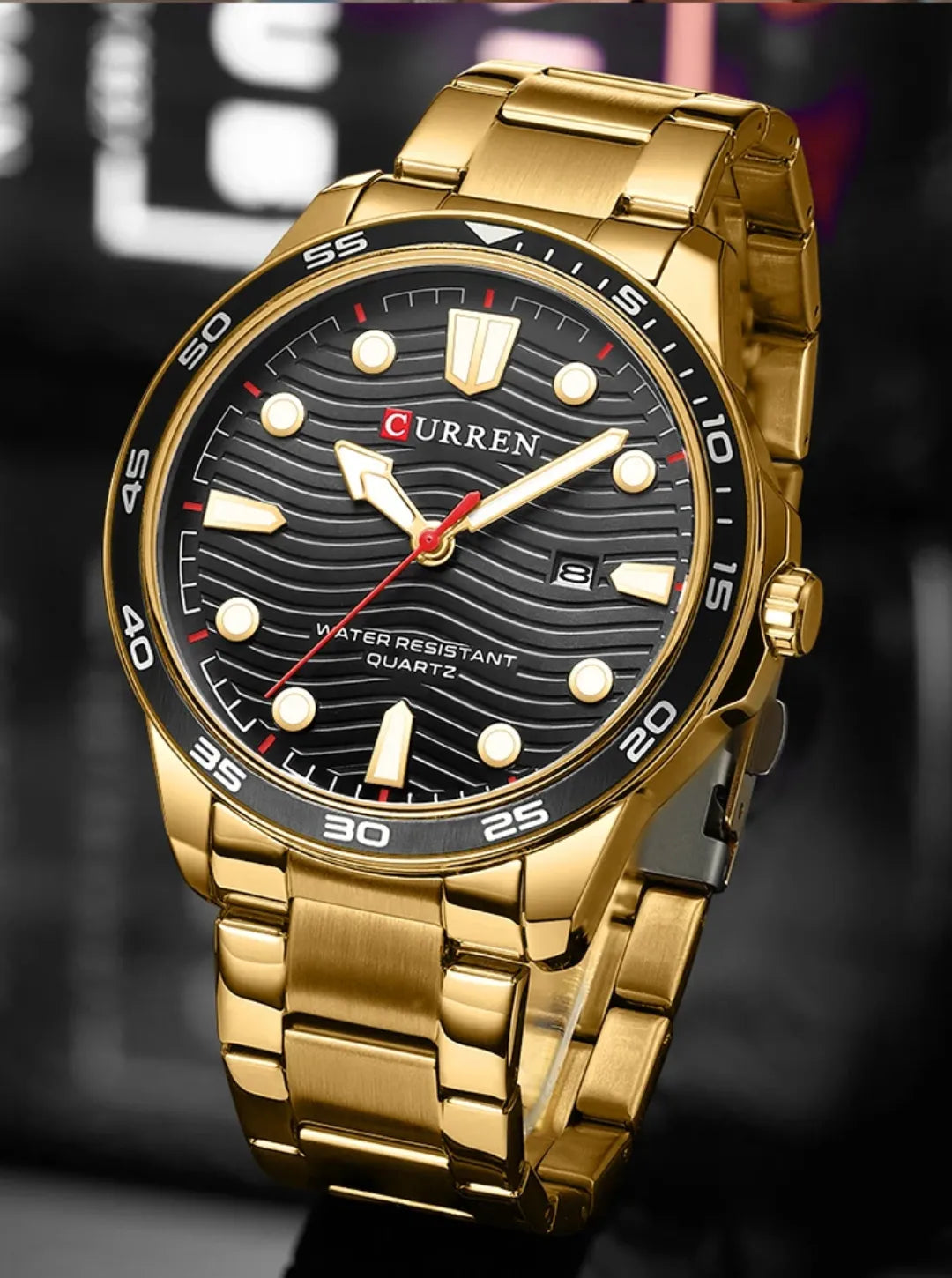 Relógio Masculino pulseira prata Freimolt Clou fundo preto 40mm