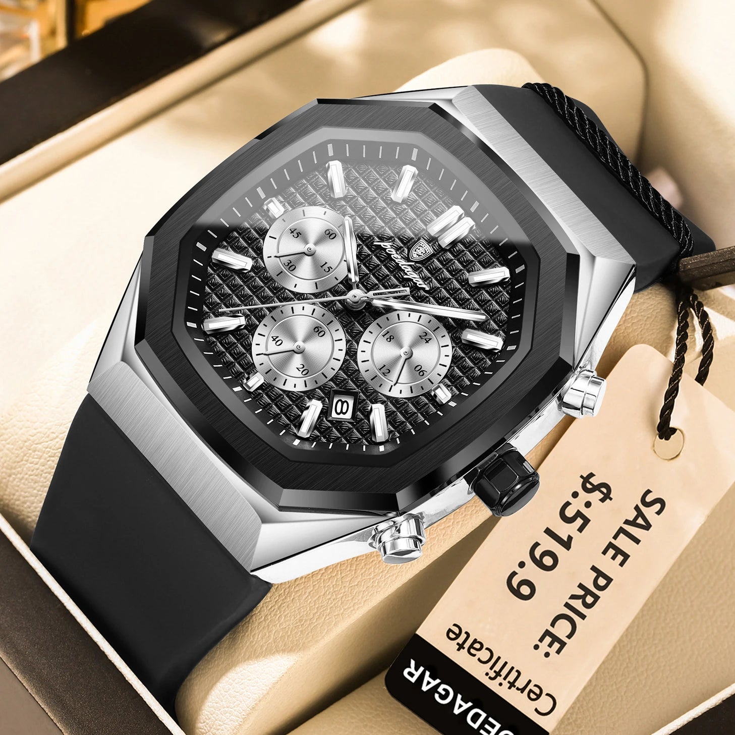 Relógio Masculino Casual Sherlock Gun Blue Gold 42mm