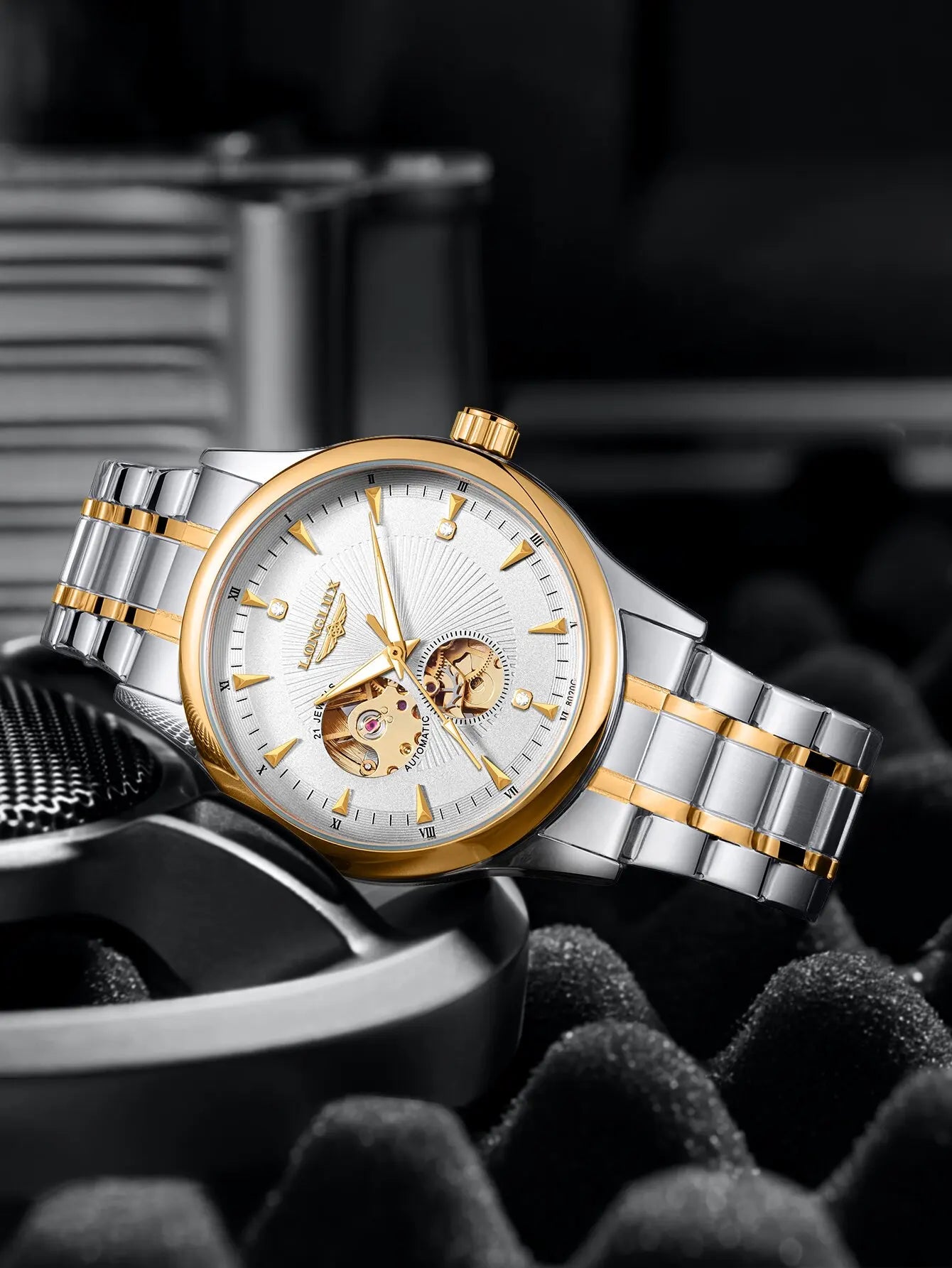 Relógio masculino Classic Longlux Daytona Gold 40mm