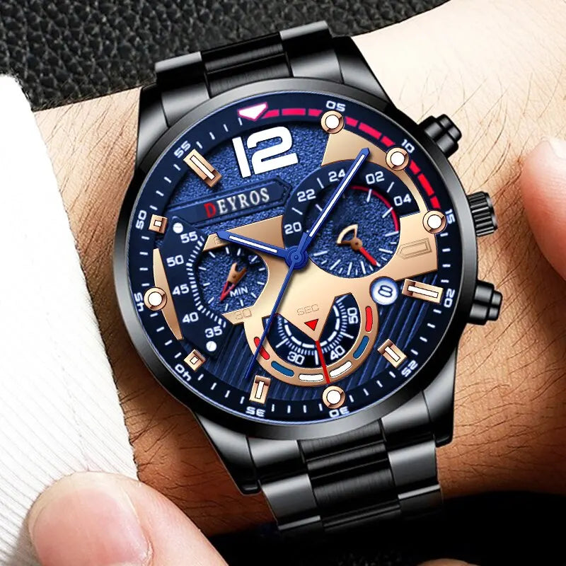 Relógio Masculino Preto Deyros Stylish Black Hill 40mm
