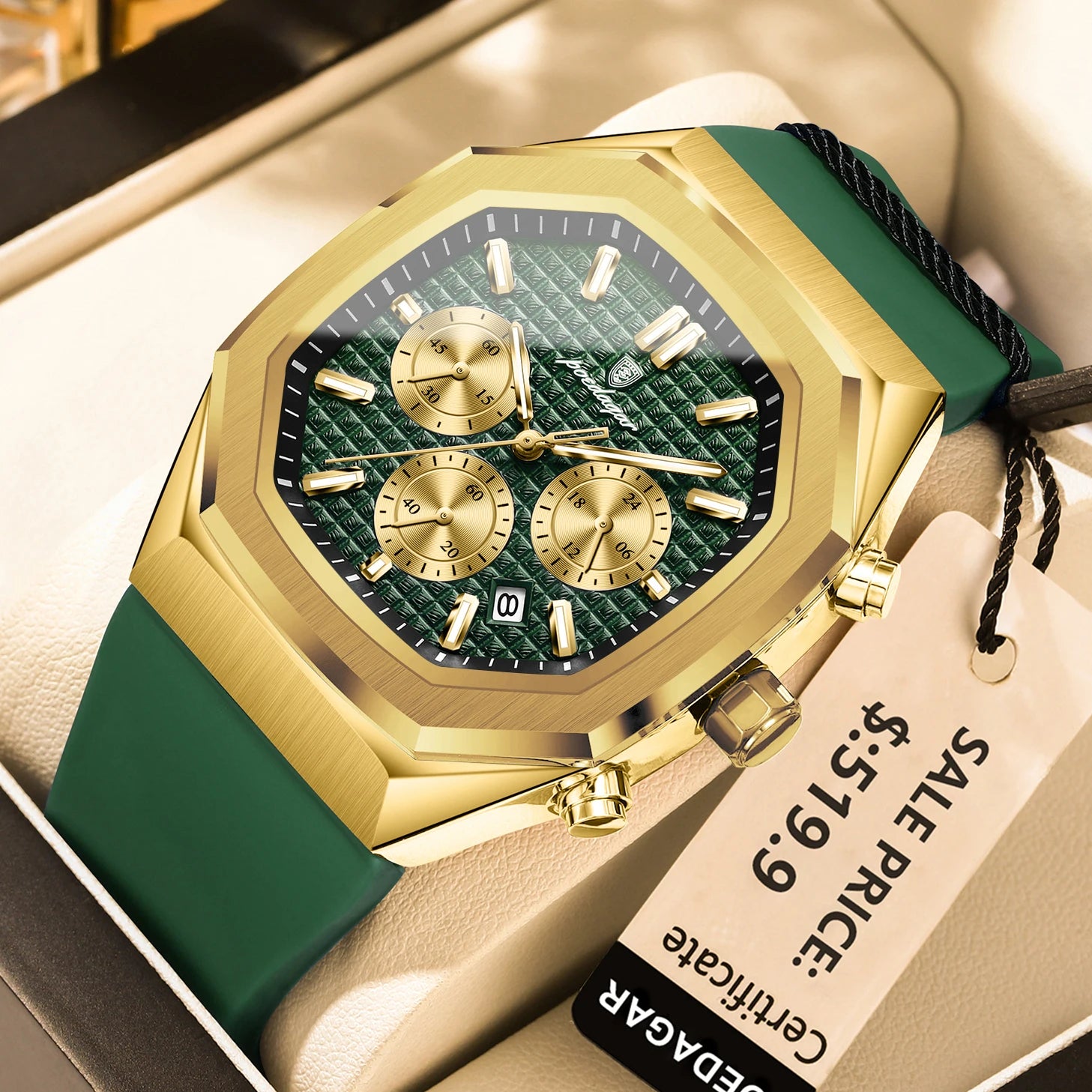 Relógio Masculino Casual Sherlock Gun Blue Gold 42mm