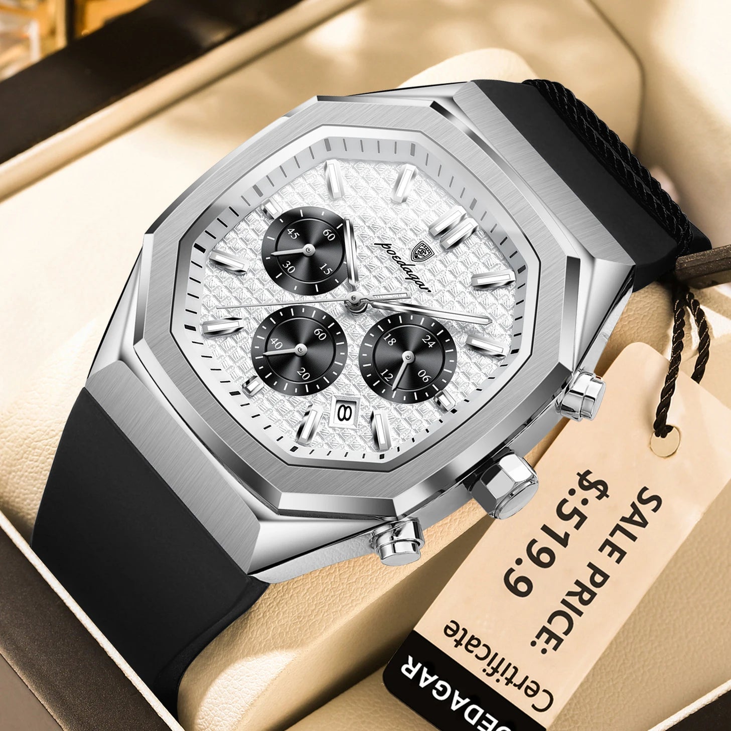 Relógio Masculino Casual Sherlock Gun Blue Gold 42mm