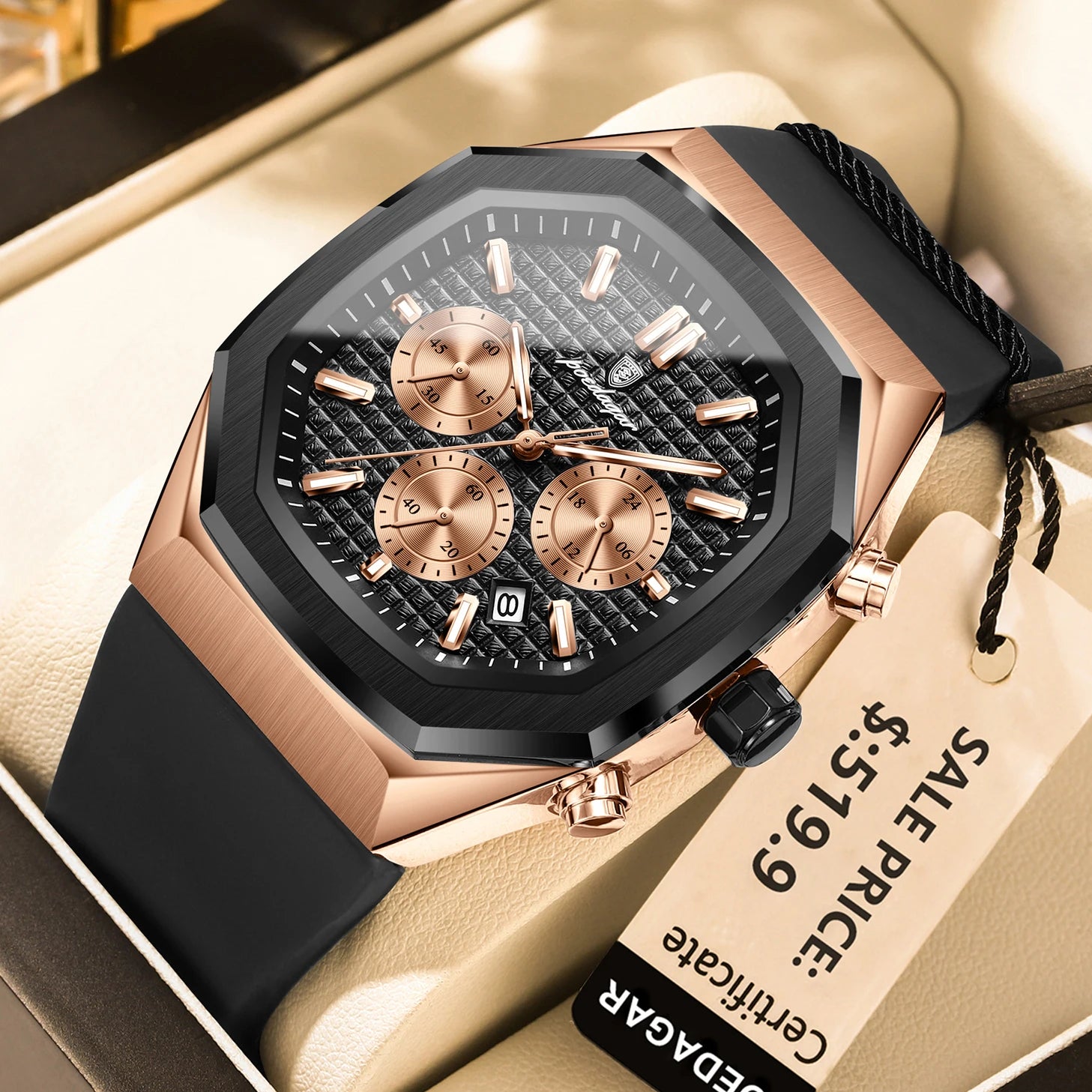 Relógio Masculino Casual Sherlock Gun Blue Gold 42mm