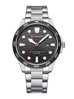 Relógio Masculino pulseira prata Freimolt Clou fundo preto 40mm