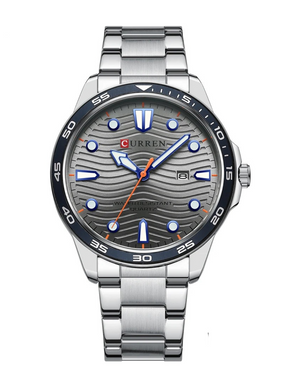 Relógio Masculino pulseira prata Freimolt Clou fundo preto 40mm