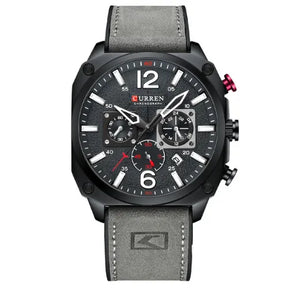Relógio masculino de Pulseira de couro triaton flect Cinza