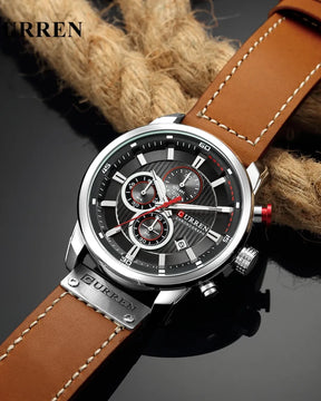 Relógio Masculino Marron Pulseira de Couro Rivegran brown 40mm