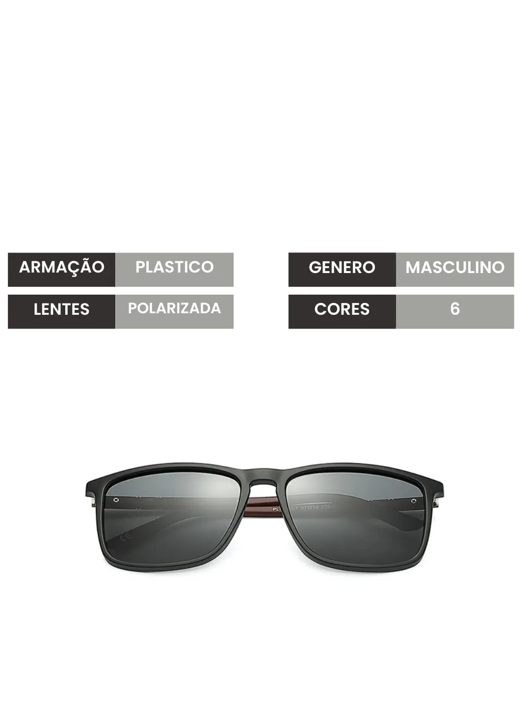 Óculos de Sol Masculino Quadrado Smolke Black