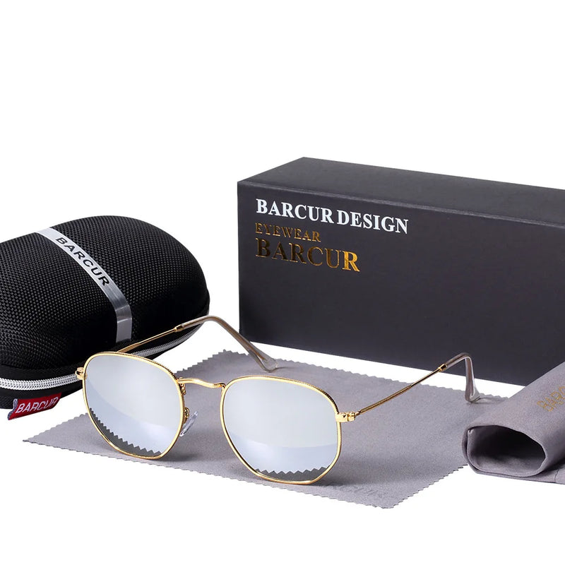 Óculos de sol refletivos Barcur hexagonal Smith Black