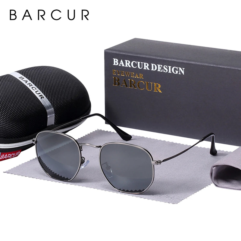 Óculos de sol refletivos Barcur hexagonal Smith Black