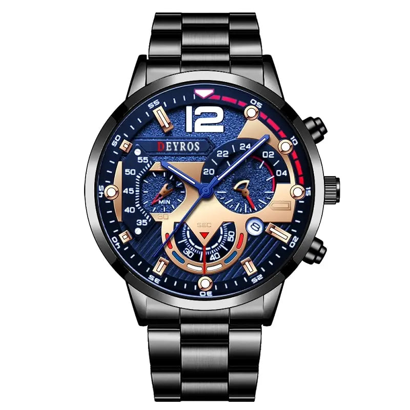 Relógio Masculino Preto Deyros Stylish Black Hill 40mm
