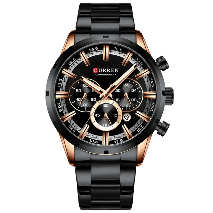 Relógio Masculino Pulseira Preta Curren Harlem Silver 40mm.