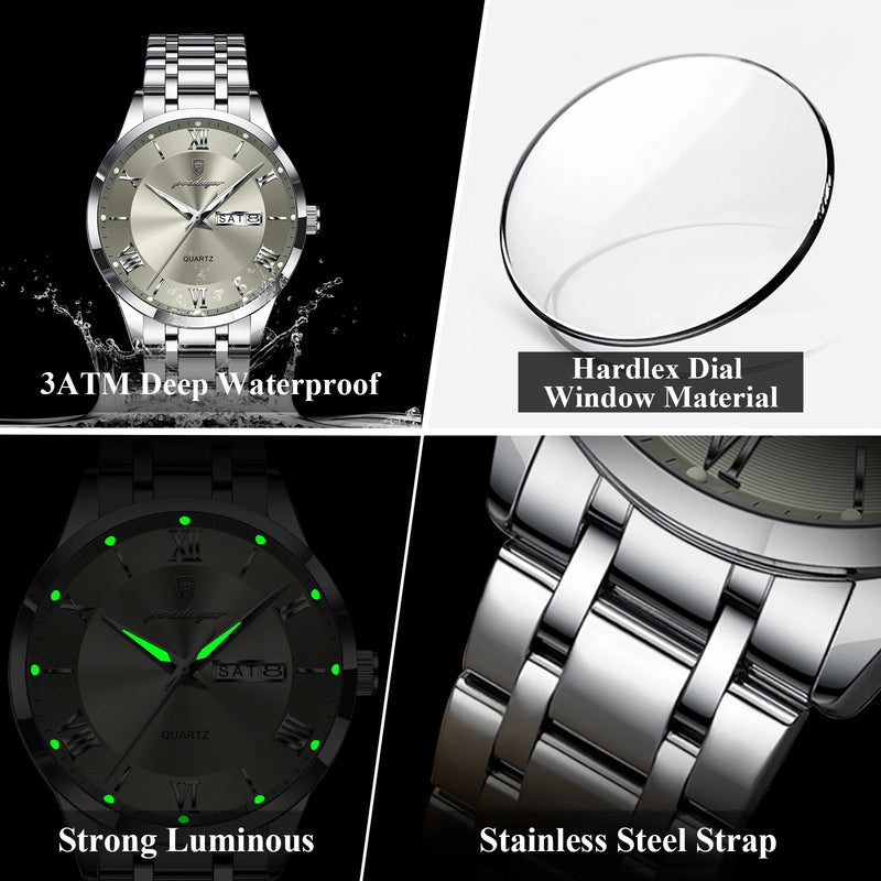 Relógio Masculino Clássico Beckham Steel Silver Gold 42mm