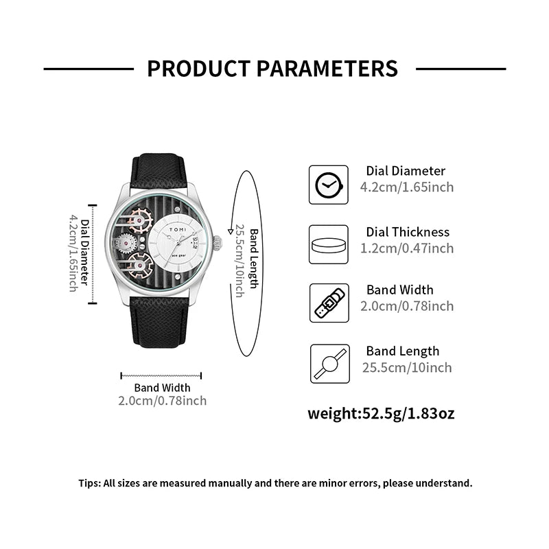 Kit Relógio Masculino Tomi Premuim Black com pulseira removível 40mm