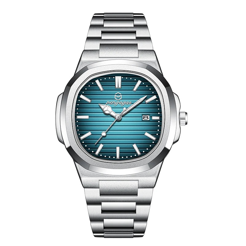 Relógio Masculino Pulseira Prata Presidentti Blue Silver 40mm