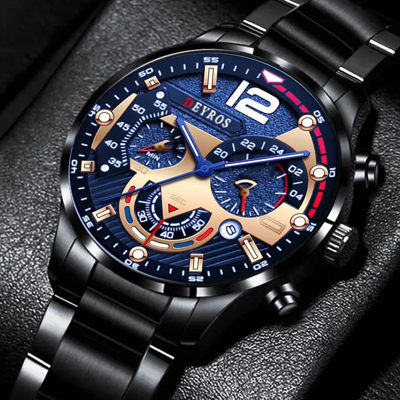 Relógio Masculino Preto Deyros Stylish Black Hill 40mm