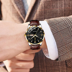 Relógios masculinos Pulseira De Couro Marrom Podegar Bronx