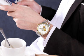 Relógio masculino Classic Longlux Daytona Gold 40mm