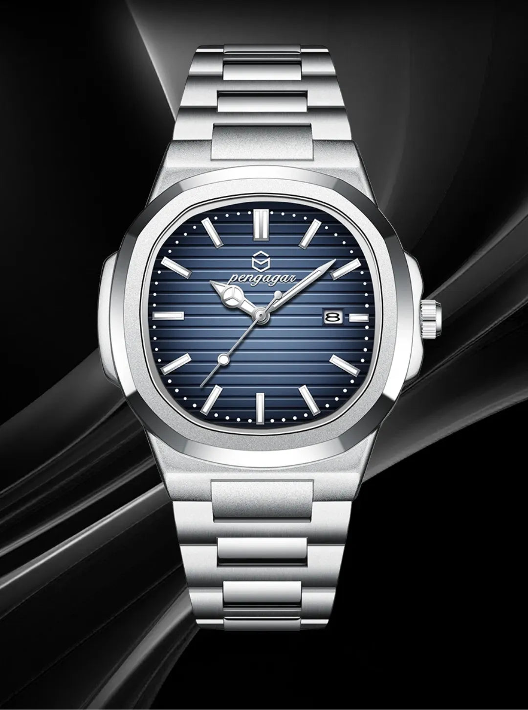 Relógio Masculino Pulseira Prata Presidentti Blue Silver 40mm