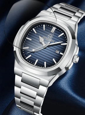 Relógio Masculino Pulseira Prata Presidentti Blue Silver 40mm