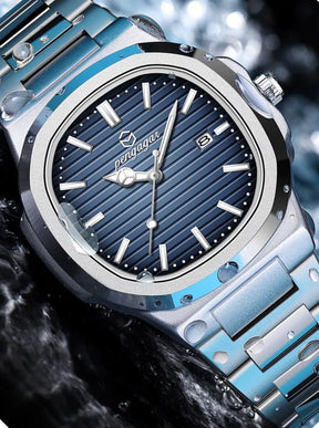 Relógio Masculino Pulseira Prata Presidentti Blue Silver 40mm