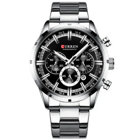 Relógio Masculino Pulseira Preta Curren Harlem Silver 40mm.