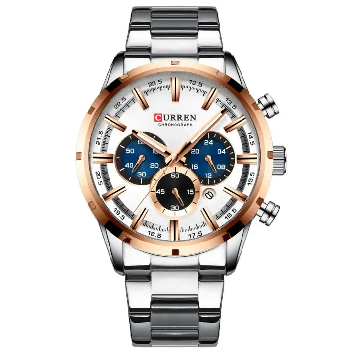 Relógio Masculino Pulseira Preta Curren Harlem Silver 40mm.