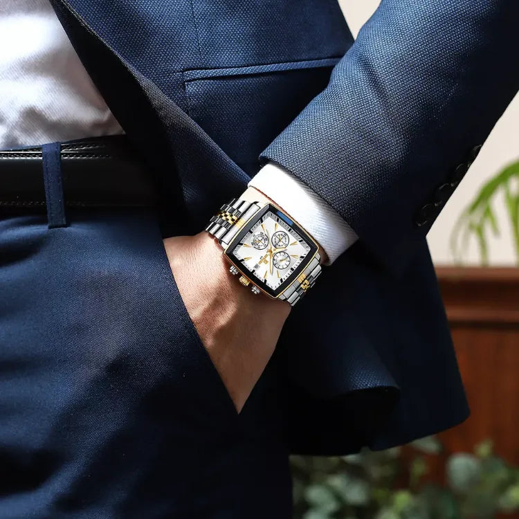 Relógio de Pulso Masculino Quadrado Podegar Elegancy Esporte Luminoso.