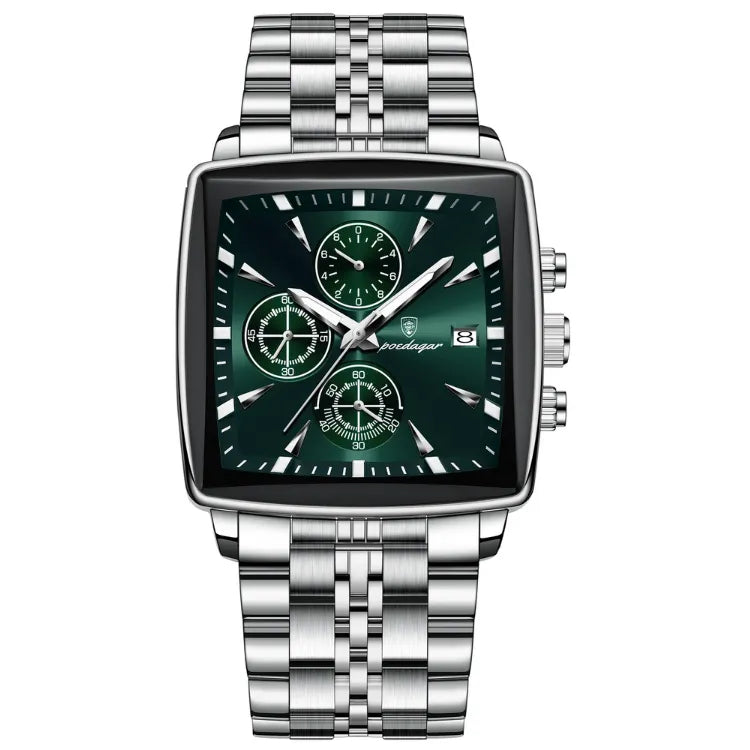 Relógio de Pulso Masculino Quadrado Podegar Elegancy Esporte Luminoso.