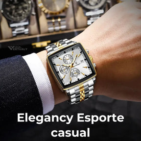 Relógio de Pulso Masculino Quadrado Podegar Elegancy Esporte Luminoso.