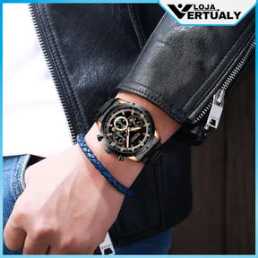 Relógio Masculino Pulseira Preta Curren Harlem Silver 40mm.