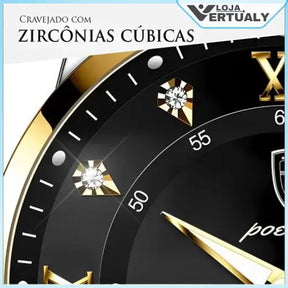 Relógio Masculino Podegar Premium Luxo de Aço Inoxidável + Brinde (Exclusivo).